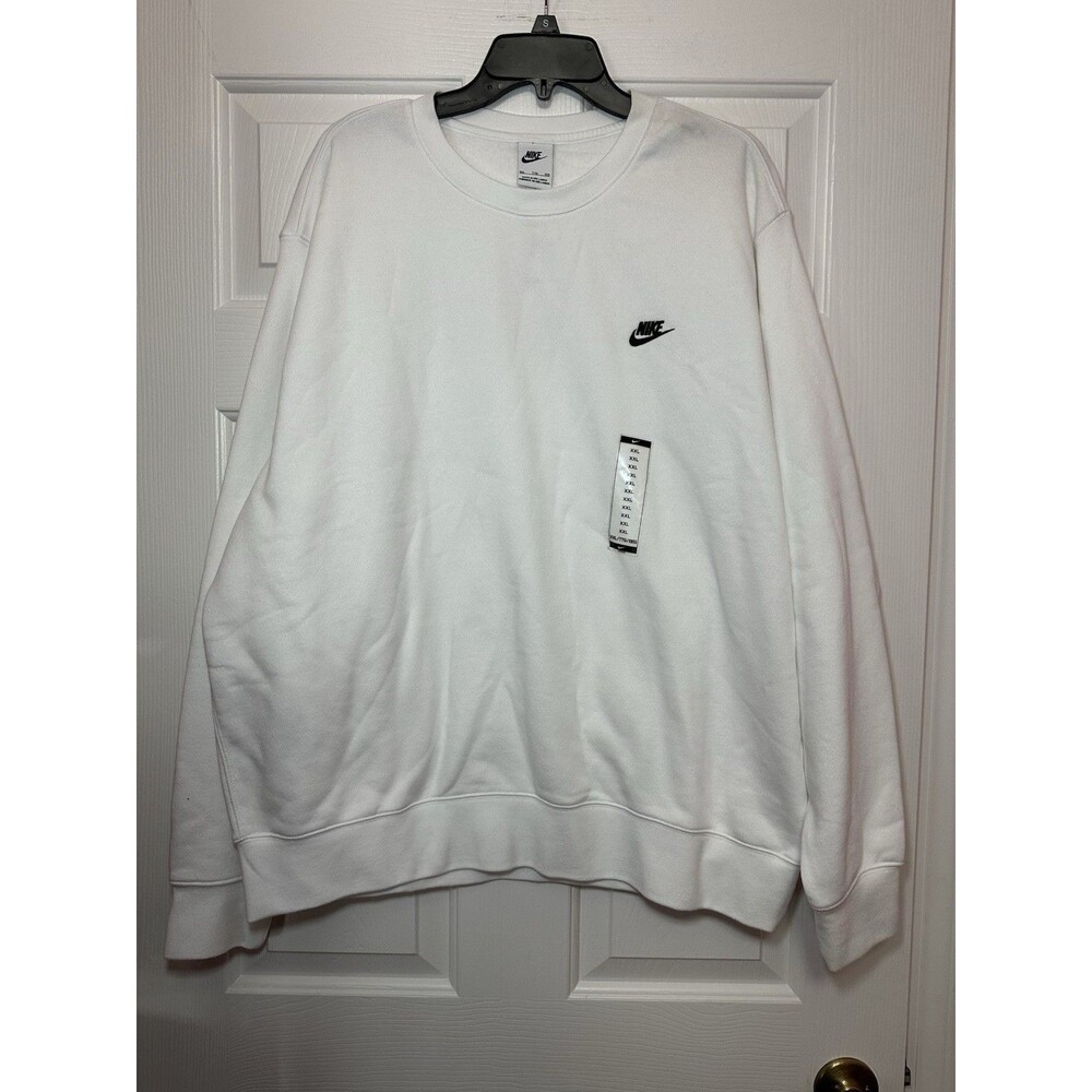 Size 2XL Nike Club Fleece Premium Crewneck Sweatshirt Mens White FN3886-100 NEW